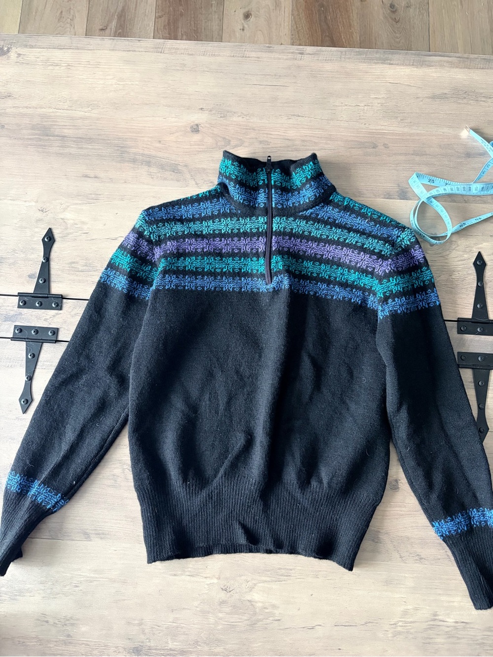Meister Vintage Womens Wool Quarter Zip Sweater XS